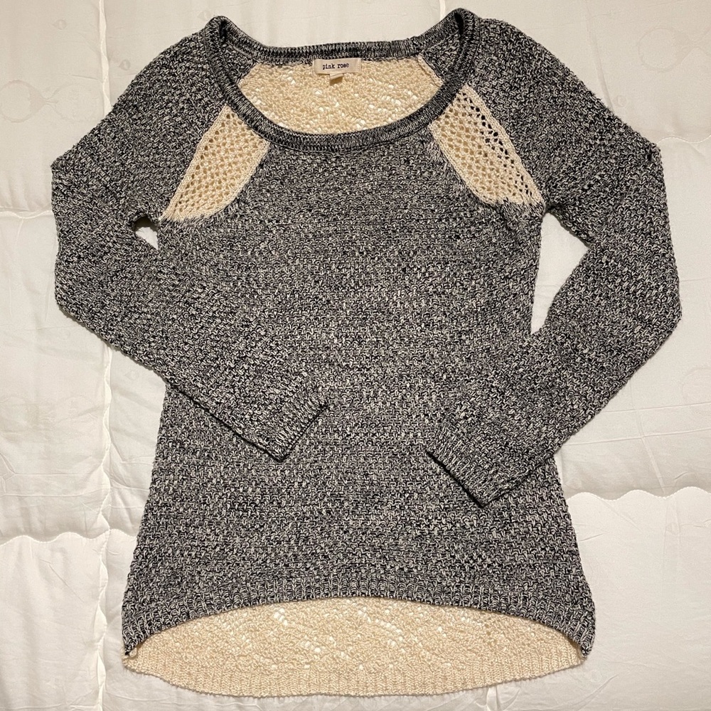 Pink Rose lacey woven back sweater